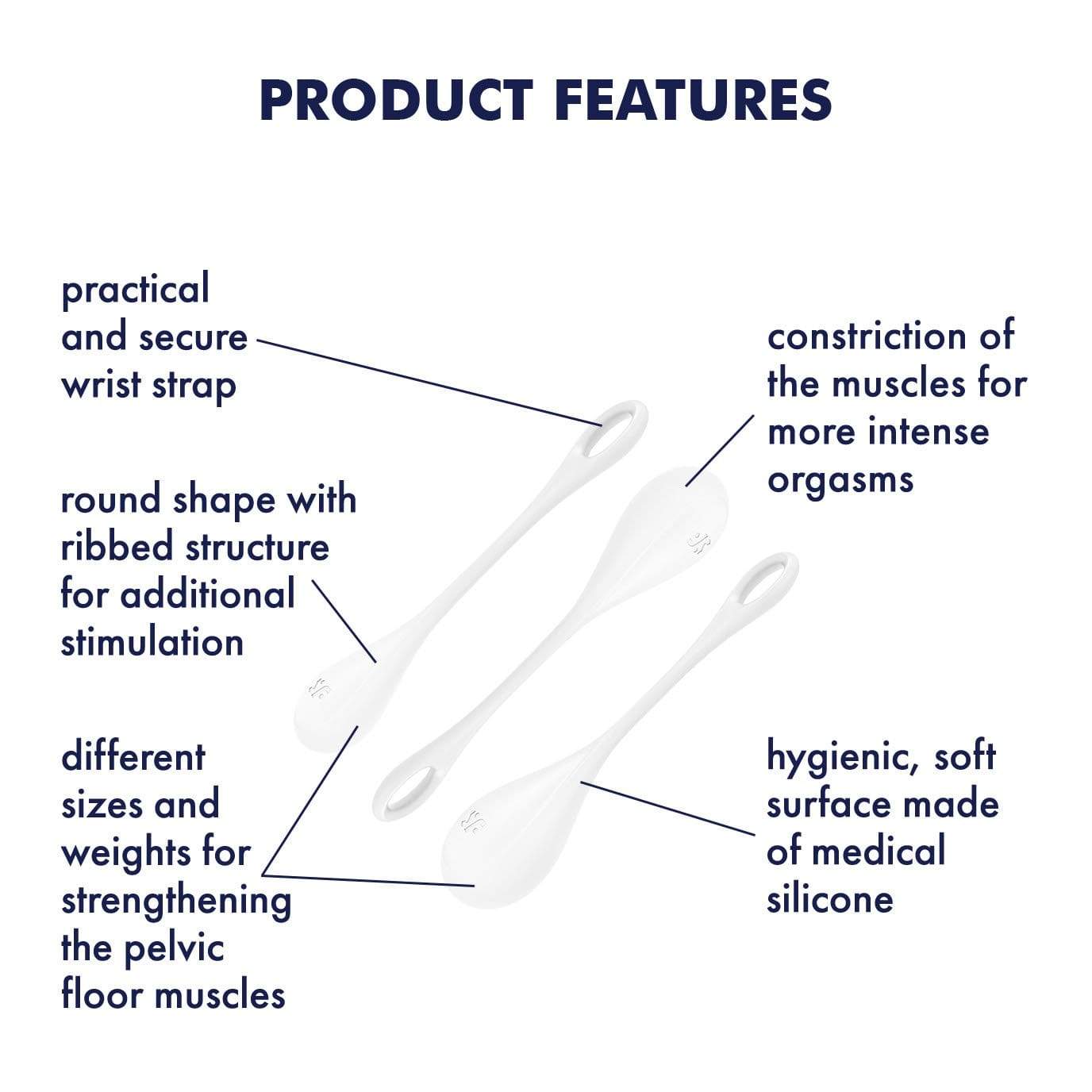 Satisfyer - Yoni Power 1 Silicone Kegel Balls Training Set (White) -  Kegel Balls (Non Vibration)  Durio.sg