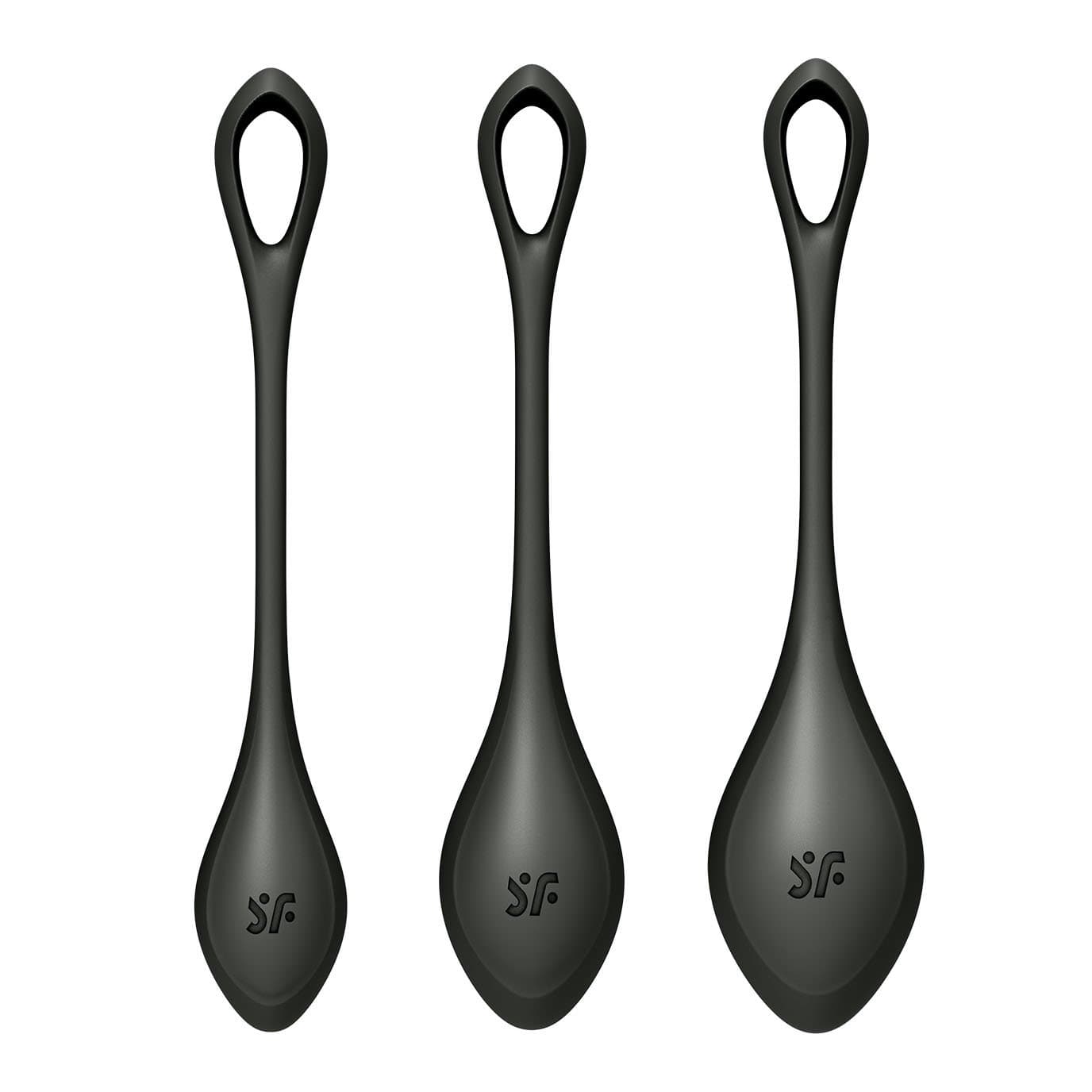 Satisfyer - Yoni Power 2 Silicone Kegel Balls Training Set (Black) -  Kegel Balls (Non Vibration)  Durio.sg