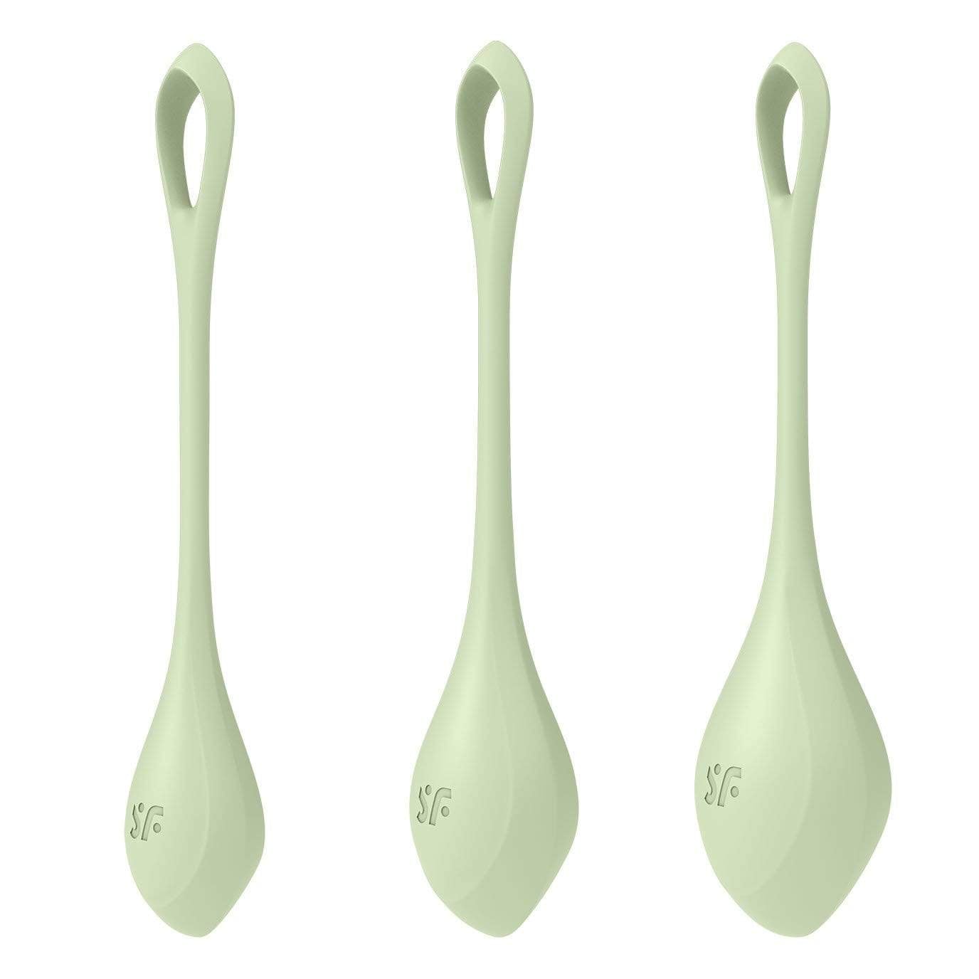 Satisfyer - Yoni Power 2 Silicone Kegel Balls Training Set (Light Green) -  Kegel Balls (Non Vibration)  Durio.sg