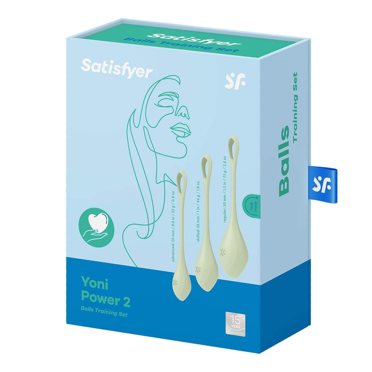 Satisfyer - Yoni Power 2 Silicone Kegel Balls Training Set (Light Green) -  Kegel Balls (Non Vibration)  Durio.sg