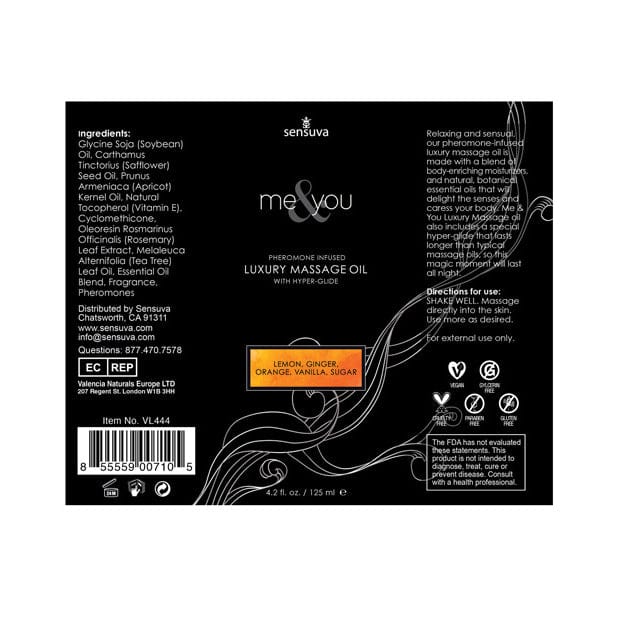 Sensuva - Me and You Pheromone Infused Luxury Massage Oil 4.2 oz (Sugar/Citrus) -  Massage Oil  Durio.sg