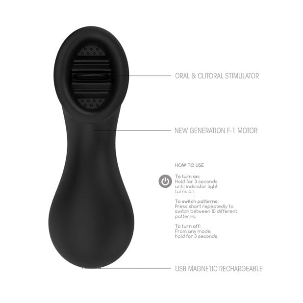 Shots - Elegance Dreamy Oral Clitoral Stimulator Massager (Black) -  Clit Massager (Vibration) Rechargeable  Durio.sg