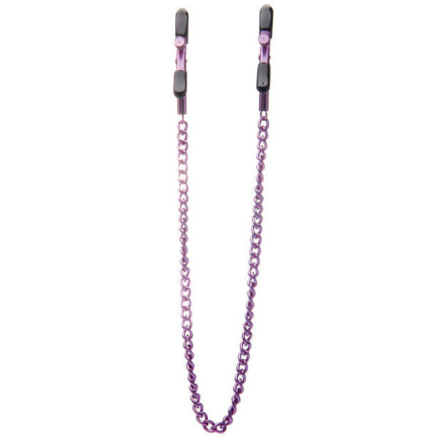 Shots - Ouch! Adjustable Nipple Clamps With Chain (Purple) -  Nipple Clamps (Non Vibration)  Durio.sg