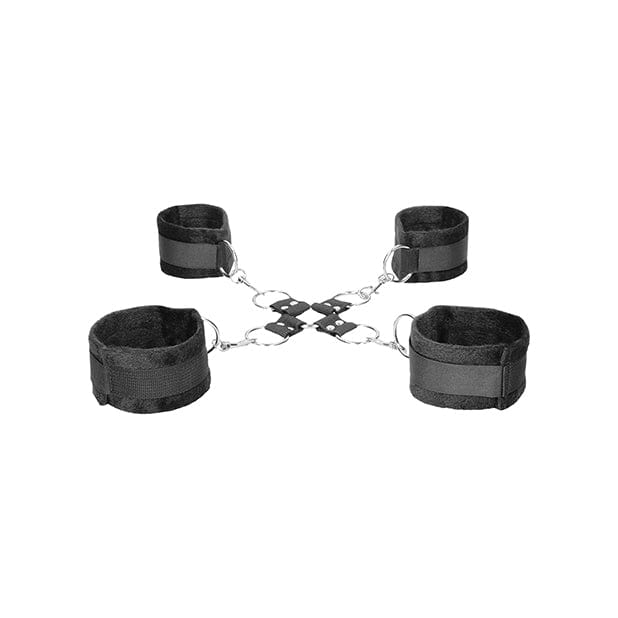 Shots - Ouch Black and White BDSM Velcro Hogtie with Hand and Ankle Cuffs (Black) -  Hand/Leg Cuffs  Durio.sg