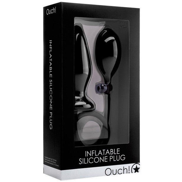 Shots - Ouch! Inflatable Silicone Buttplug (Black) -  Expandable Anal Plug (Non Vibration)  Durio.sg