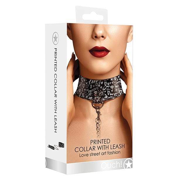 Shots - Ouch Love Street Art Fashion Printed Collar with Leash (Black) -  Leash  Durio.sg