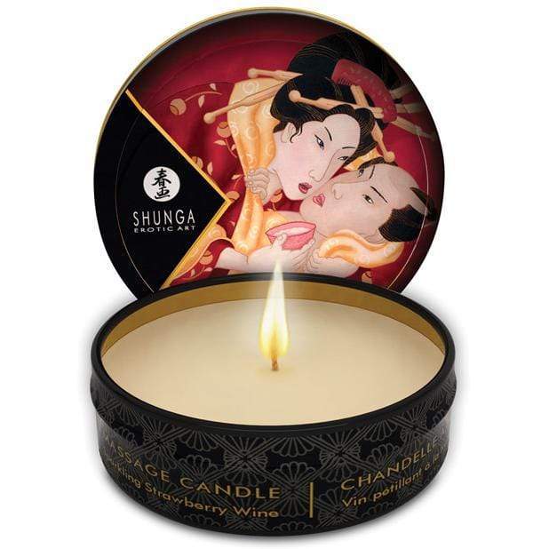 Shunga - Exotic Art Romance Mini Candlelight Massage Candle Sparkling Strawberry Wine 1oz -  Massage Candle  Durio.sg
