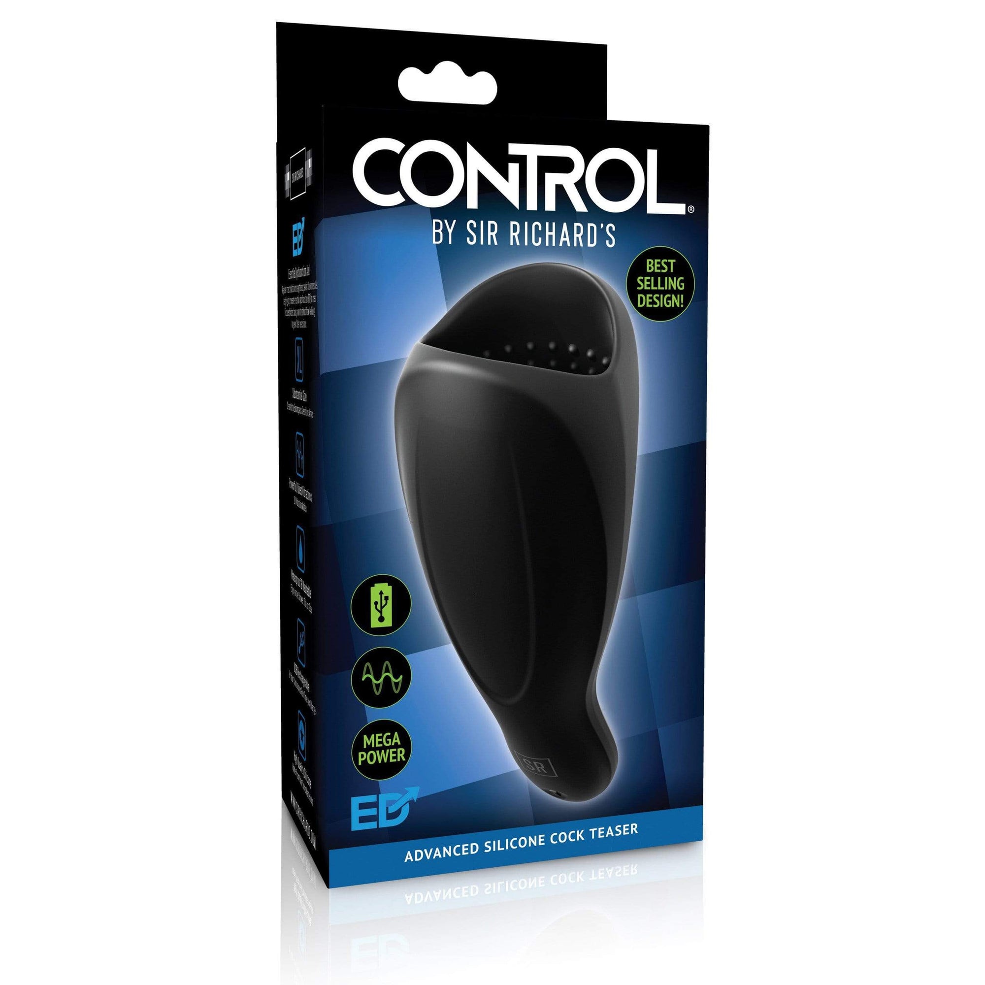 Sir Richards - Control Advanced Silicone Cock Teaser (Black) -  Masturbator Soft Stroker (Vibration) Rechargeable  Durio.sg