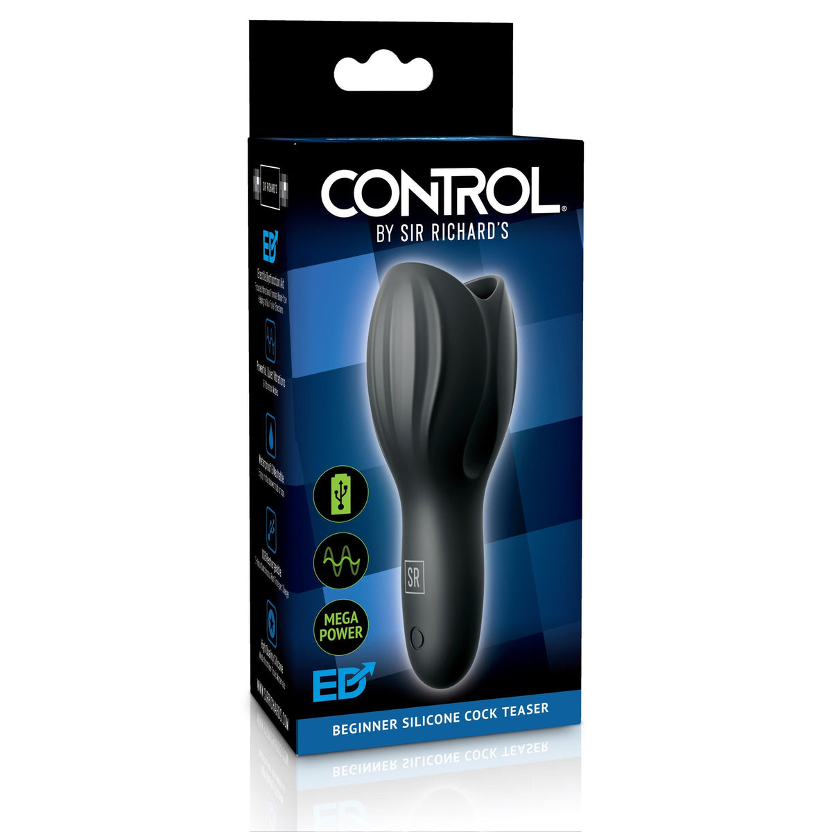 Sir Richards - Control Silicone Cock Teaser (Black) -  Masturbator Soft Stroker (Vibration) Rechargeable  Durio.sg