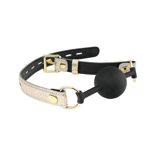 Spartacus - Silicone Ball Gag with Leather White Snakeskin Micro Fiber Lining (Gold) -  Ball Gag  Durio.sg