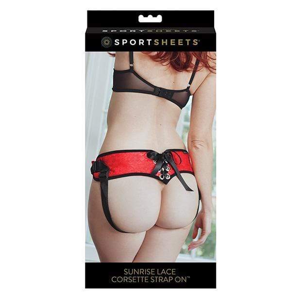 Sportsheets - Sunrise Lace Corsette Strap On Harness (Red) -  Strap On w/o Dildo  Durio.sg