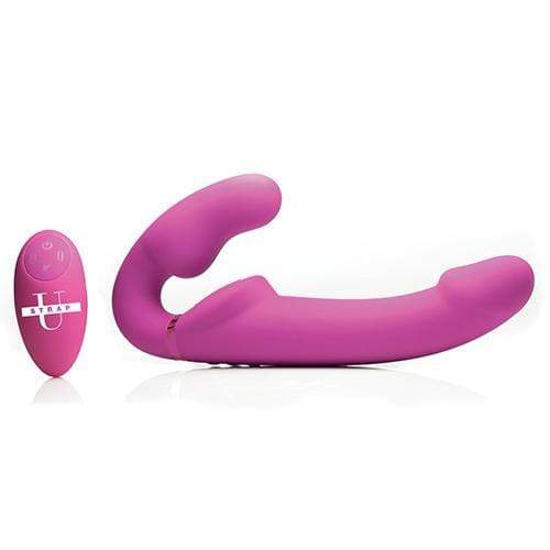 Strap U - 10X Evoke Ergo Fit Inflatable and Vibrating Strapless Strap On Dildo with Remote (Pink) -  Remote Control (Wireless) Strap On with Dildo for Reverse Insertion (Vibration) Rechargeable  Durio.sg