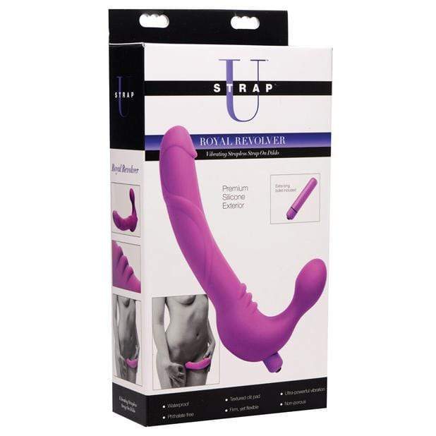Strap U - Royal Revolver Vibrating Strapless Silicone Strap On Dildo (Pink) -  Non RC Strap On with Dildo for Reverse Insertion (Vibration) Non Rechargeable  Durio.sg
