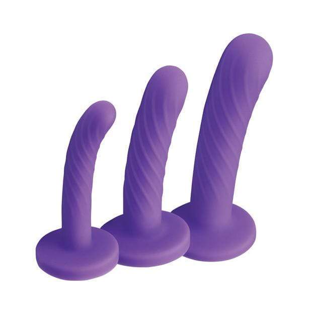 Strap U - Tri Play 3 Pieces Silicone Dildo Set (Purple) -  Non Realistic Dildo with suction cup (Non Vibration)  Durio.sg