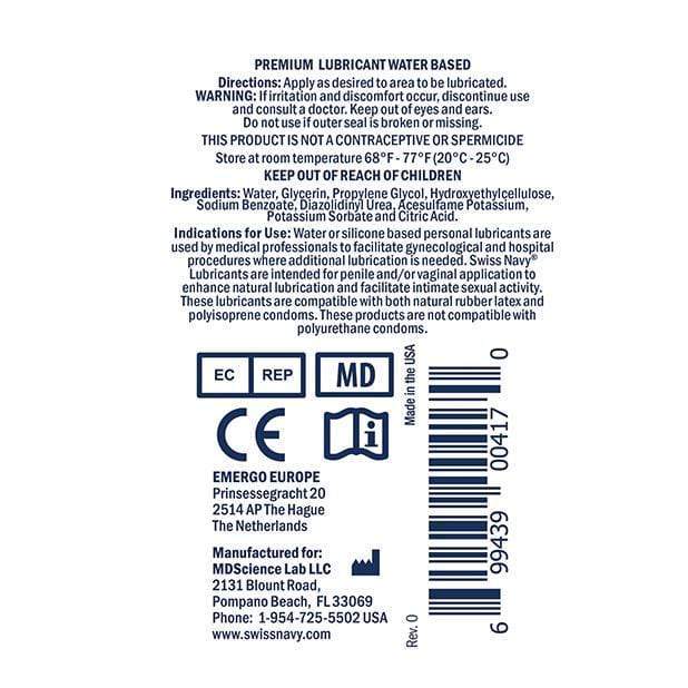 Swiss Navy - Premium Water Based Lubricant 1oz -  Lube (Water Based)  Durio.sg