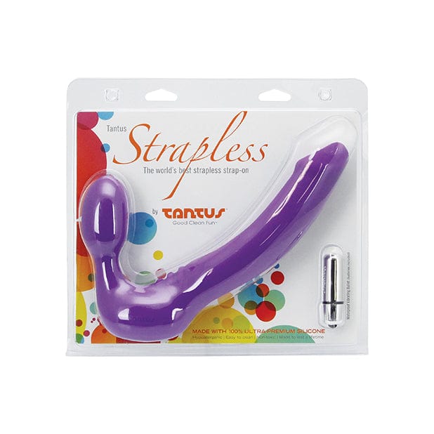 Tantus - Premium Silicone Vibrating Strapless Strap On (Lavender) -  Non RC Strap On with Dildo for Reverse Insertion (Vibration) Non Rechargeable  Durio.sg