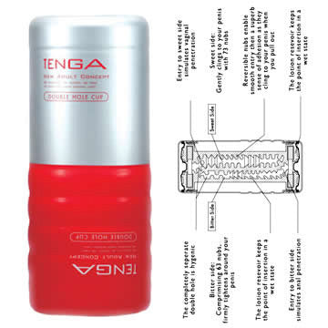 Tenga - Double Hole Cup Masturbator -  Masturbator Non Reusable Cup (Non Vibration)  Durio.sg