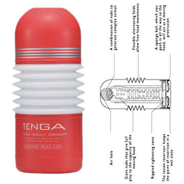 Tenga - Rolling Head Cup Masturbator -  Masturbator Non Reusable Cup (Non Vibration)  Durio.sg