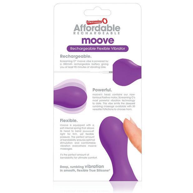 The Screaming O - Affordable Rechargeable Moove Flexible Vibrator (Purple) -  Non Realistic Dildo w/o suction cup (Vibration) Rechargeable  Durio.sg