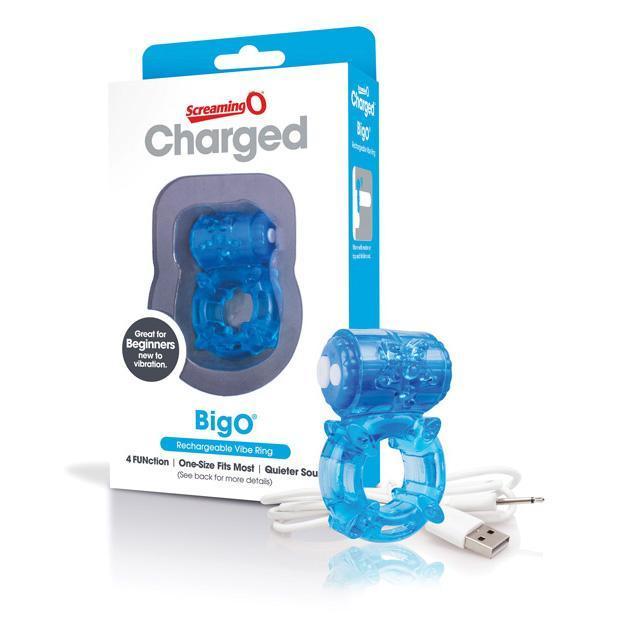 The Screaming O - Charged Big O Rechargeable Cock Ring (Blue) -  Rubber Cock Ring (Vibration) Rechargeable  Durio.sg