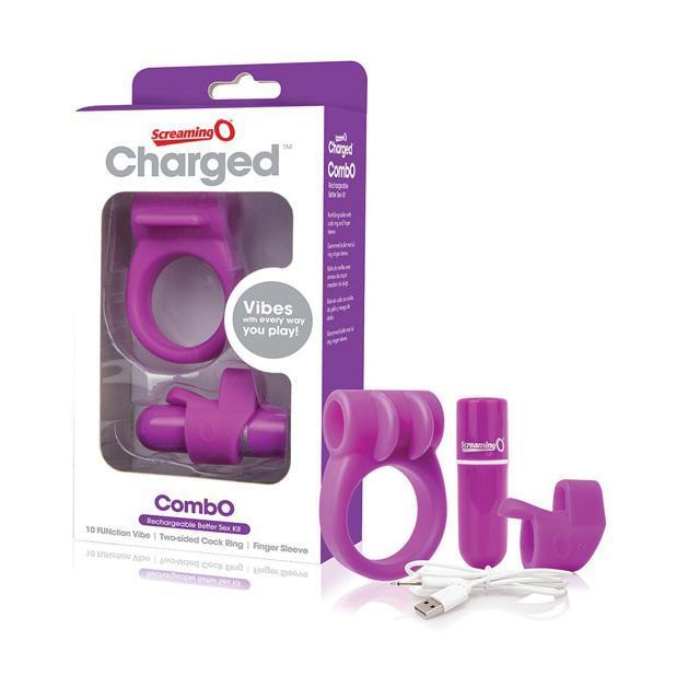 The Screaming O - Charged CombO Rechargeable Better Sex Couples&#39; Kit (Purple) -  Couple&#39;s Massager (Vibration) Rechargeable  Durio.sg