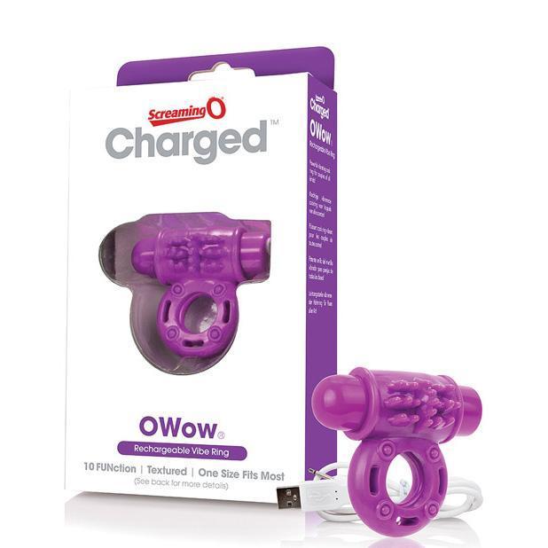 The Screaming O - Charged OWow Rechargeable Cock Ring (Purple) -  Rubber Cock Ring (Vibration) Rechargeable  Durio.sg