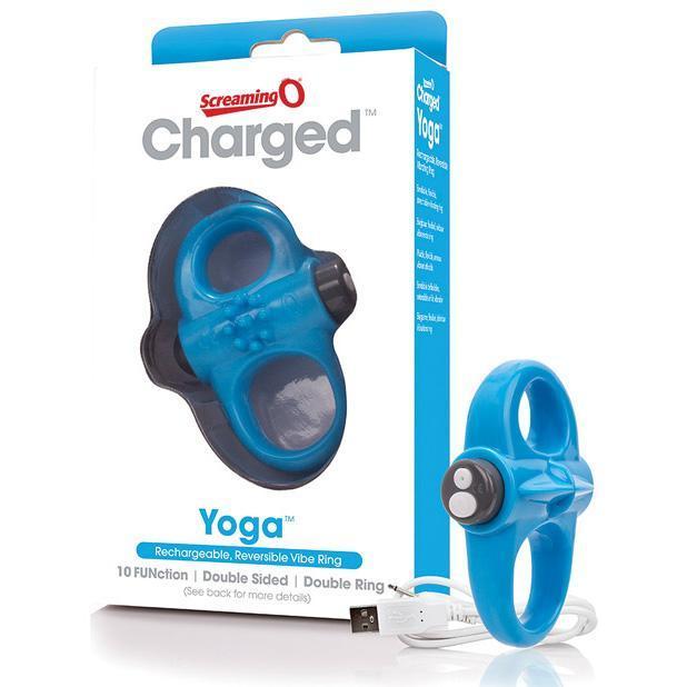 The Screaming O - Charged Yoga Rechargeable Reversible Cock Vibe (Blue) -  Rubber Cock Ring (Vibration) Rechargeable  Durio.sg