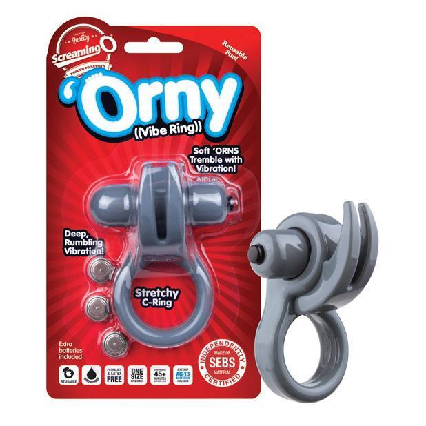 The Screaming O - Orny Stretchy Vibe Cock Ring (Grey) -  Silicone Cock Ring (Vibration) Non Rechargeable  Durio.sg