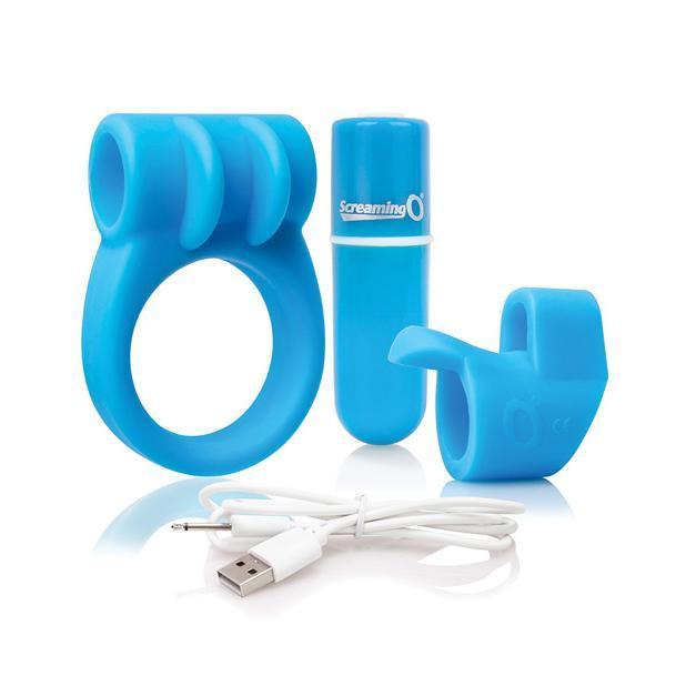 TheScreamingO - Charged CombO Rechargeable Better Sex Kit (Blue) -  Silicone Cock Ring (Vibration) Rechargeable  Durio.sg