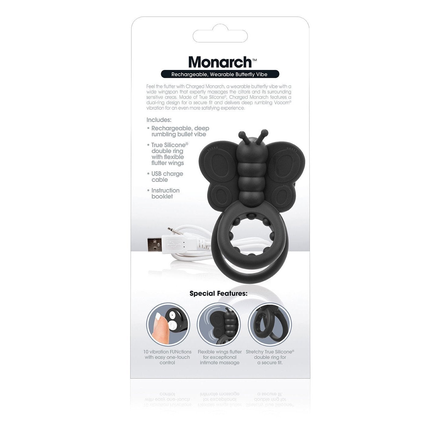 TheScreamingO - Charged Monarch Rechargeable Butterfly Cock Ring (Black) -  Silicone Cock Ring (Vibration) Rechargeable  Durio.sg