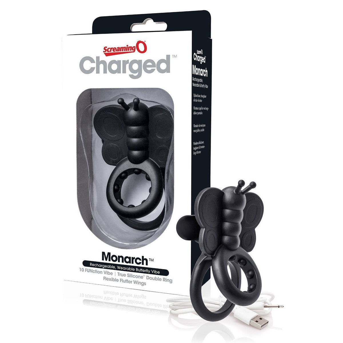 TheScreamingO - Charged Monarch Rechargeable Butterfly Cock Ring (Black) -  Silicone Cock Ring (Vibration) Rechargeable  Durio.sg