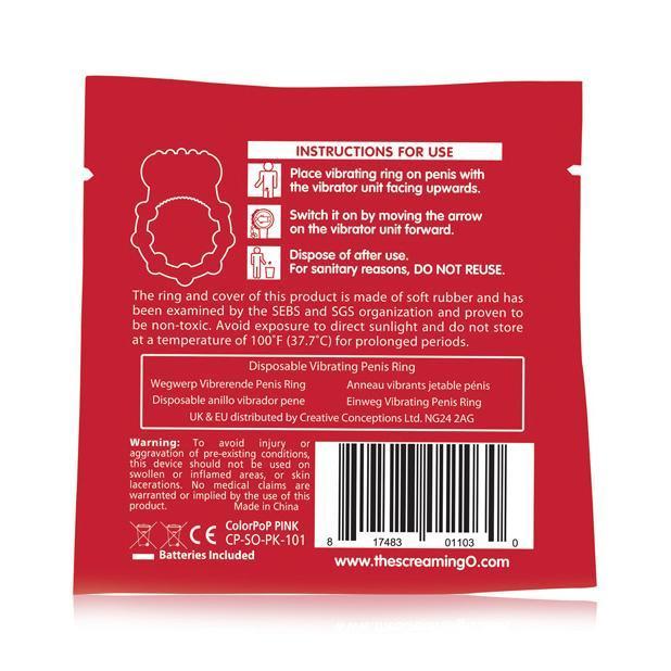 TheScreamingO - ColorPoP Quickie Screaming O Vibrating Cock Ring (Pink) -  Rubber Cock Ring (Vibration) Non Rechargeable  Durio.sg