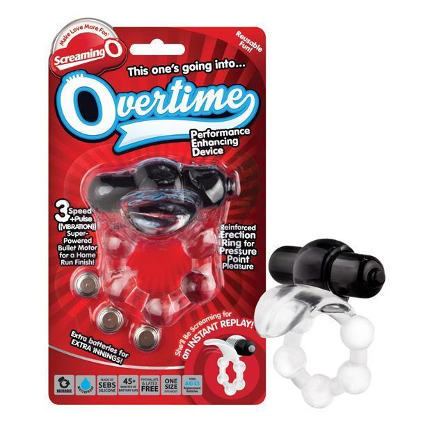 TheScreamingO - Overtime Beaded Vibrating Cock Ring (Black) -  Silicone Cock Ring (Vibration) Non Rechargeable  Durio.sg