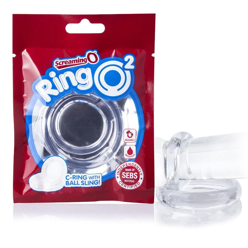 TheScreamingO - RingO2 Rubber Cock Ring with Ball Sling (Clear) -  Rubber Cock Ring (Non Vibration)  Durio.sg