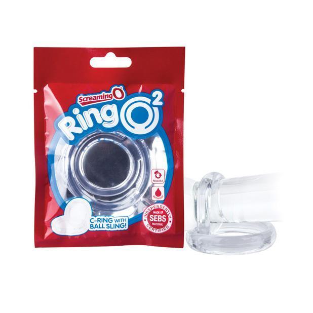 TheScreamingO - RingO2 Rubber Cock Ring with Ball Sling (Clear) -  Rubber Cock Ring (Non Vibration)  Durio.sg