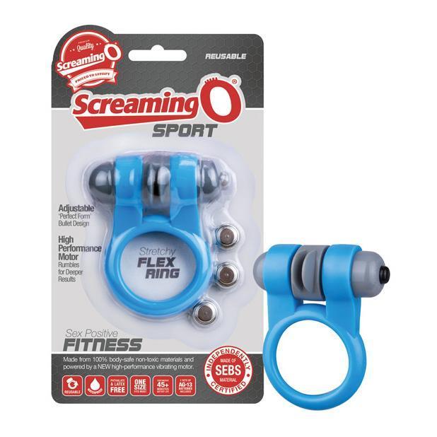 TheScreamingO - Sport Stretchy Flex Vibrating Cock Ring (Blue) -  Silicone Cock Ring (Vibration) Non Rechargeable  Durio.sg
