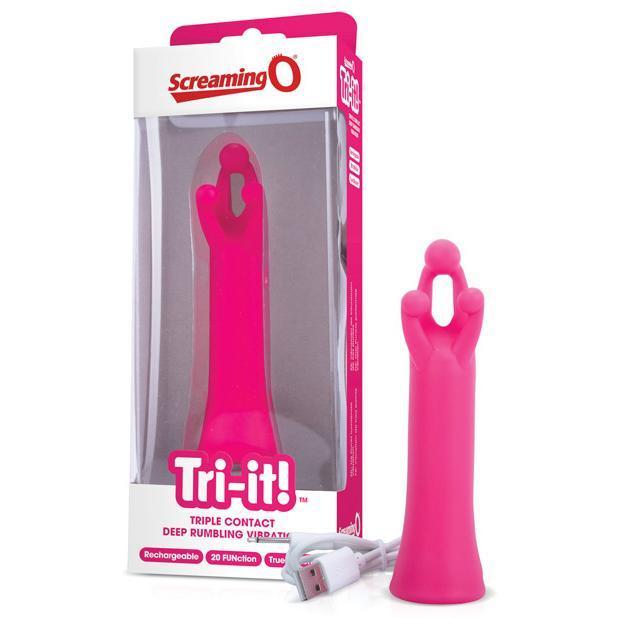 TheScreamingO - Tri-it Triple Contact Vibrating Clit Massager (Pink) -  Clit Massager (Vibration) Rechargeable  Durio.sg