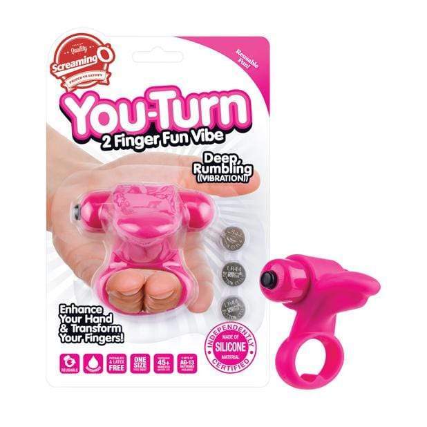 TheScreamingO - You Turn 2 Finger Fun Vibe Cock Ring (Pink) -  Rubber Cock Ring (Vibration) Non Rechargeable  Durio.sg