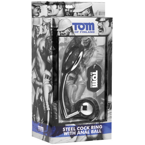 Tom of Finland - Steel Cock Ring With Anal Ball 2" -  Metal Cock Ring (Non Vibration)  Durio.sg