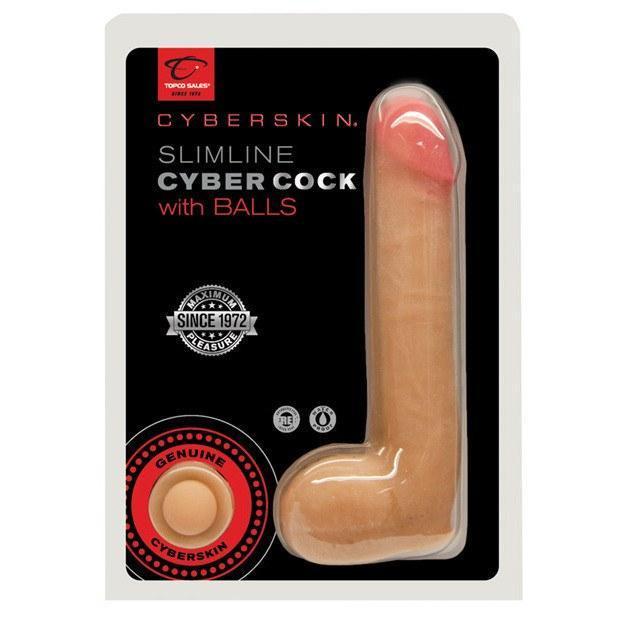 Topco - 6&quot; Cyberskin Cock with Balls Slimline (Beige) -  Realistic Dildo w/o suction cup (Non Vibration)  Durio.sg