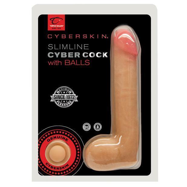 Topco - CyberSkin Slimline Cyber Cock with Balls 8&quot; (Beige) -  Realistic Dildo w/o suction cup (Non Vibration)  Durio.sg