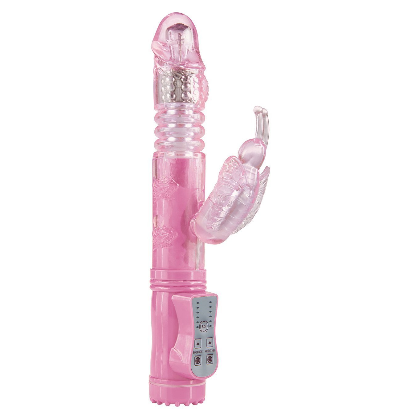 ToyJoy - Poke Me Up-And-Down Butterfly Rabbit Vibrator (Pink) -  Rabbit Dildo (Vibration) Non Rechargeable  Durio.sg