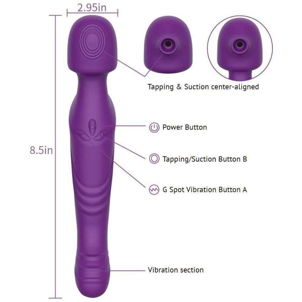 Tracy's Dog - Dual Vibe G Spot Clitoral Air Stimulator Wand Massager (Purple) -  Wand Massagers (Vibration) Rechargeable  Durio.sg