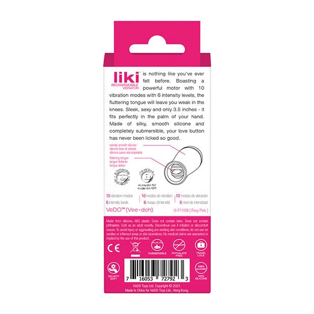 VeDO - Liki Rechargeable Flicker Vibe Clit Massager (Foxy Pink) -  Clit Massager (Vibration) Rechargeable  Durio.sg
