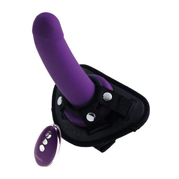 VeDO - Strapped Rechargeable Vibrating Strap On Dildo (Deep Purple) -  Strap On with Dildo for Reverse Insertion (Vibration) Rechargeable  Durio.sg