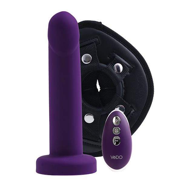 VeDO - Strapped Rechargeable Vibrating Strap On Dildo (Deep Purple) -  Strap On with Dildo for Reverse Insertion (Vibration) Rechargeable  Durio.sg
