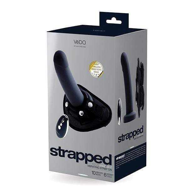 VeDO - Strapped Rechargeable Vibrating Strap On Dildo (Just Black) -  Strap On with Dildo for Reverse Insertion (Vibration) Rechargeable  Durio.sg