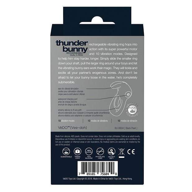 VeDO - Thunder Bunny Rechargeable Dual Cock Ring (Black) -  Silicone Cock Ring (Vibration) Rechargeable  Durio.sg