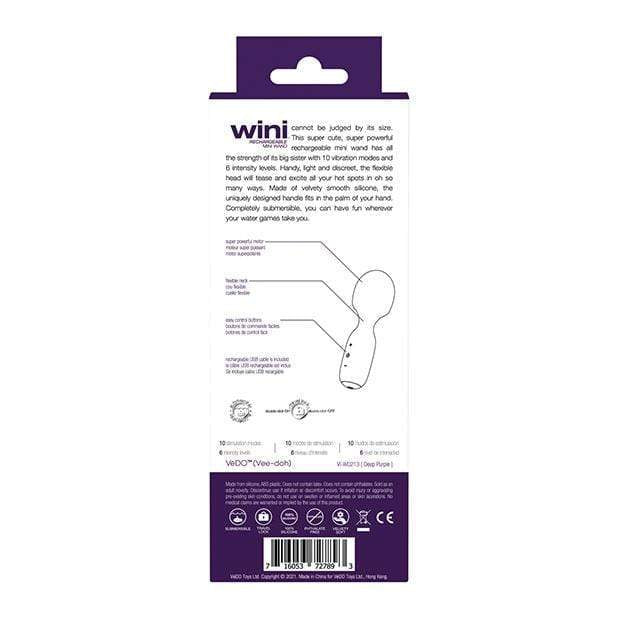 VeDO - Wini Rechargeable Mini Wand Massager (Deep Purple) -  Mini Wand Massagers (Vibration) Rechargeable  Durio.sg