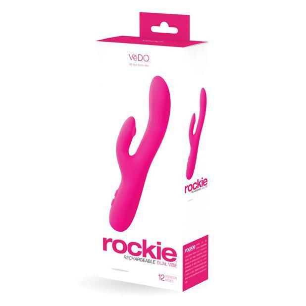 VeDo - Rockie Rechargeable Dual Rabbit Vibrator (Foxy Pink) -  Rabbit Dildo (Vibration) Rechargeable  Durio.sg
